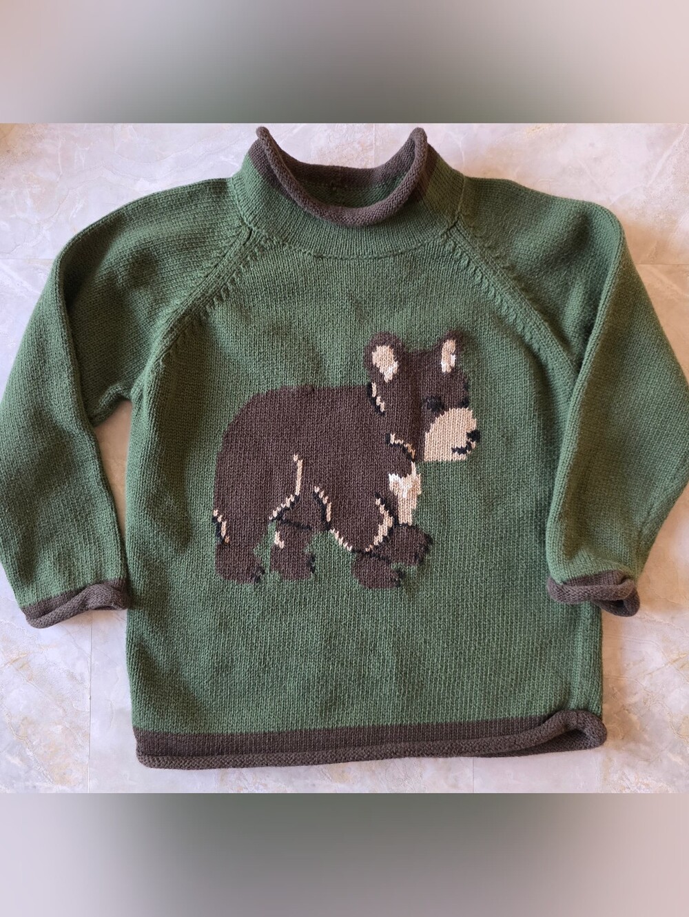 VTG LL Bean Toddler 3T Cotton Rollneck Sweater Bear Heritage Classic Americana